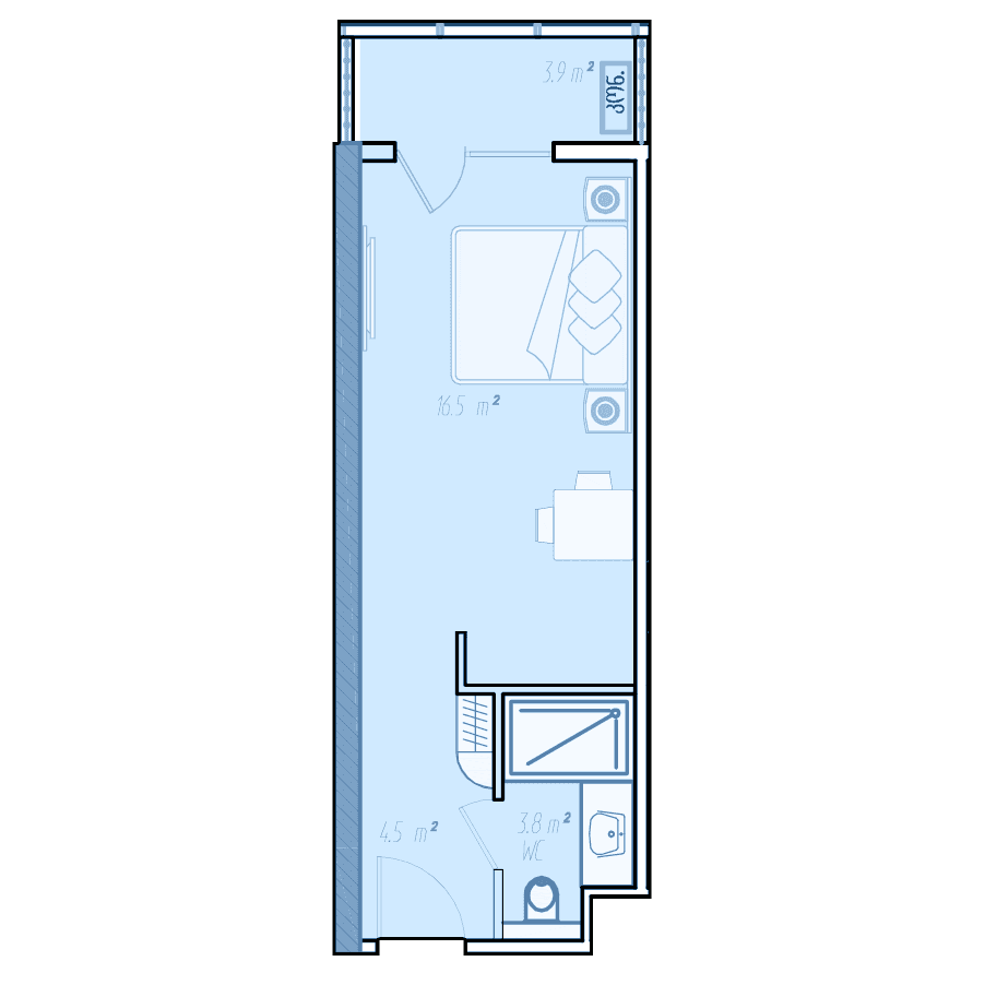 Студия, 31.5 м², этаж 34