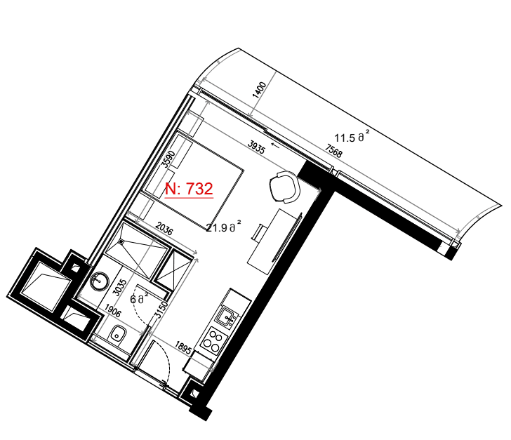 {{roomApartmentOrStudio}}, 39.38 м², 7 этаж в ЖК "Next Collection"