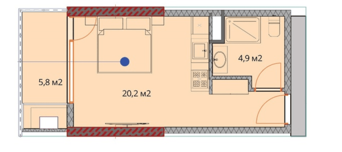 Studio, 31.5 m²