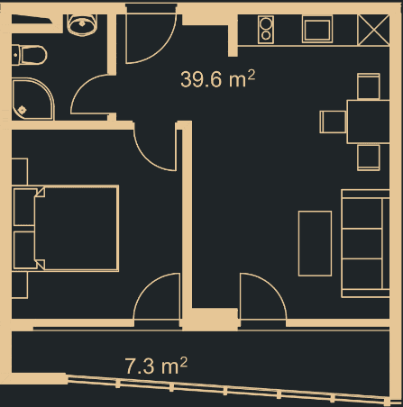 {{roomApartmentOrStudio}}, 30.4 მ², 11 სართული, Green Side Gonio ბათუმში