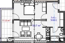 {{roomApartmentOrStudio}}, 61.7 მ², 8 სართული, Aquapark Residence ბათუმში