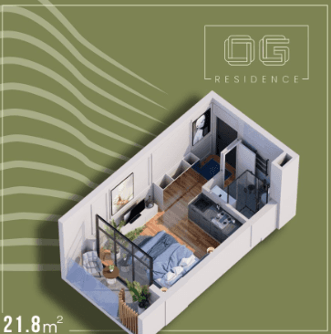 {{roomApartmentOrStudio}}, 21.8 m², 7 floor, OG Residence in Batumi
