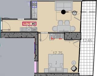 {{roomApartmentOrStudio}}, 59.7 მ², 21 სართული, Alliance Centropolis ბათუმში