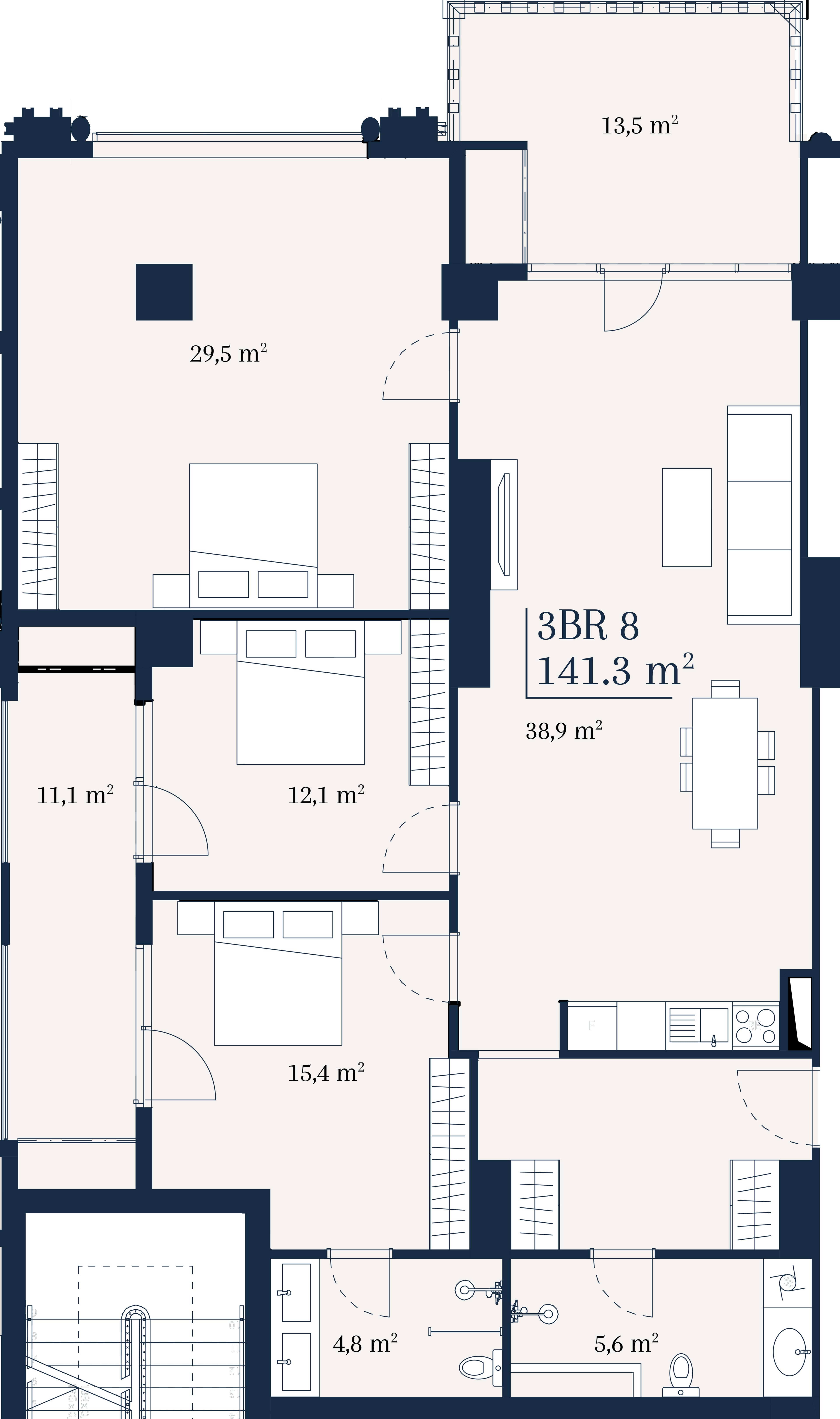 3-room, 141.3 m²