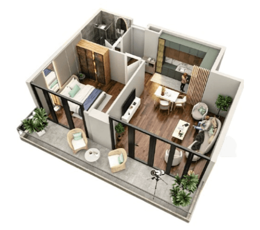 {{roomApartmentOrStudio}}, 57.3 მ², 6 სართული, Tekto Rakurs ბათუმში