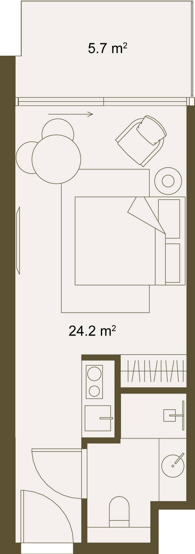 {{roomApartmentOrStudio}}, 29.9 მ², 5 სართული, NEXT GARDENS ბათუმში