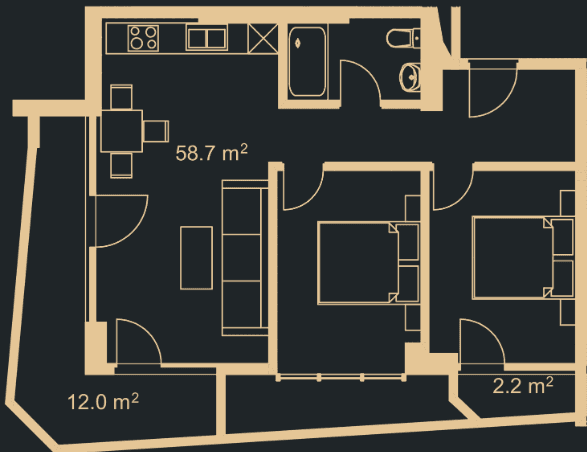 {{roomApartmentOrStudio}}, 45.7 მ², 5 სართული, Green Side Gonio ბათუმში