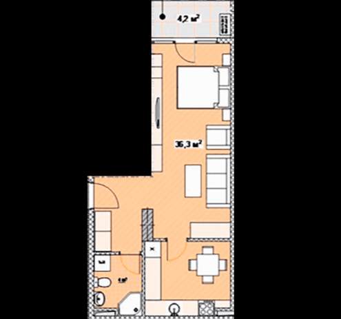 Студия, 44.5 м², этаж 13