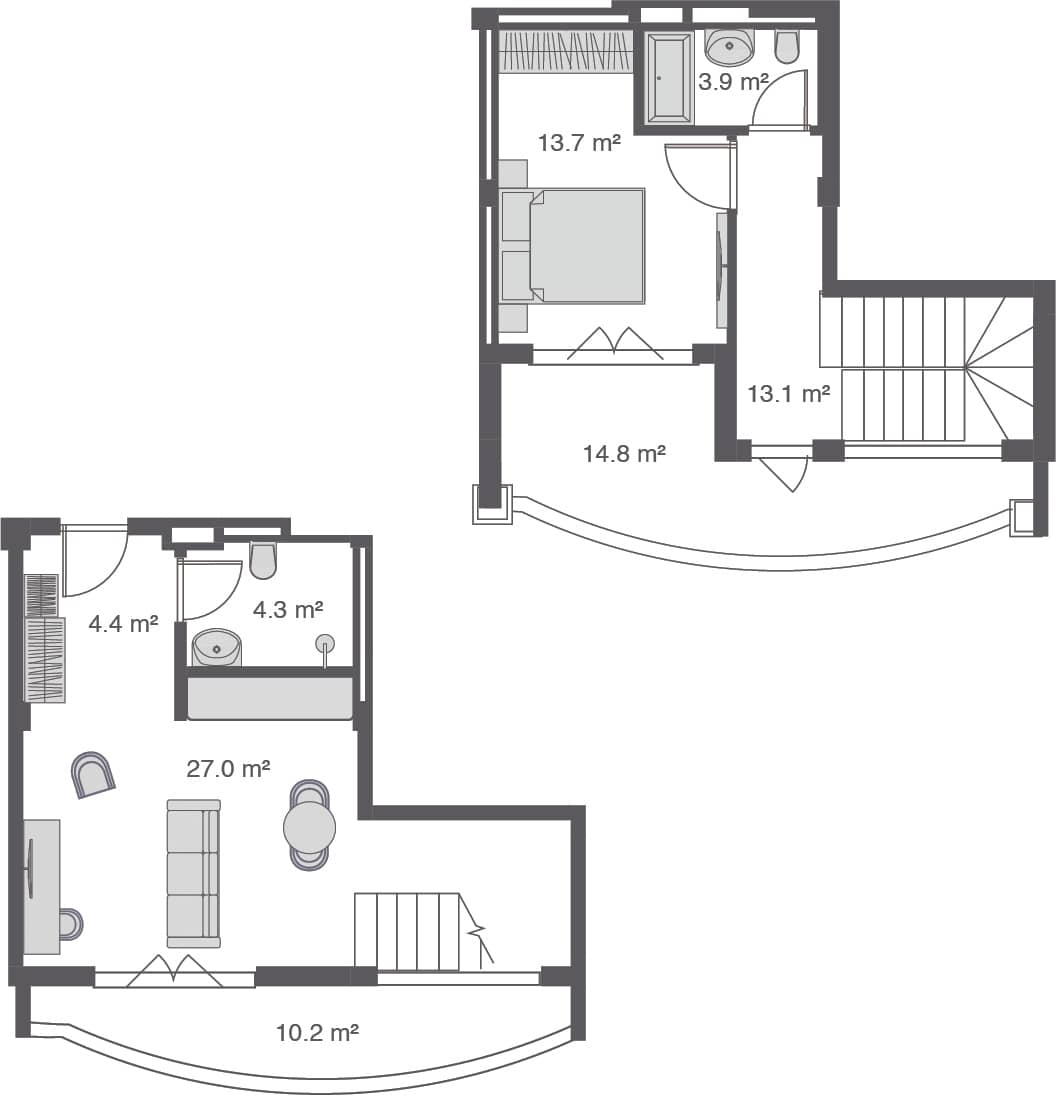 2-комн, 91.4 м², этаж 4