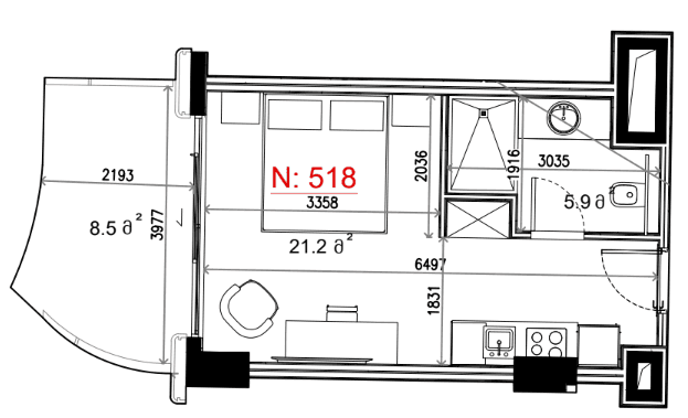 {{roomApartmentOrStudio}}, 35.61 м², 5 этаж в ЖК "Next Collection"