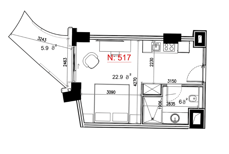 {{roomApartmentOrStudio}}, 34.76 м², 5 этаж в ЖК "Next Collection"