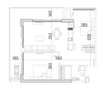 {{roomApartmentOrStudio}}, 83.3 m², 21 floor, Intourist Residence in Batumi