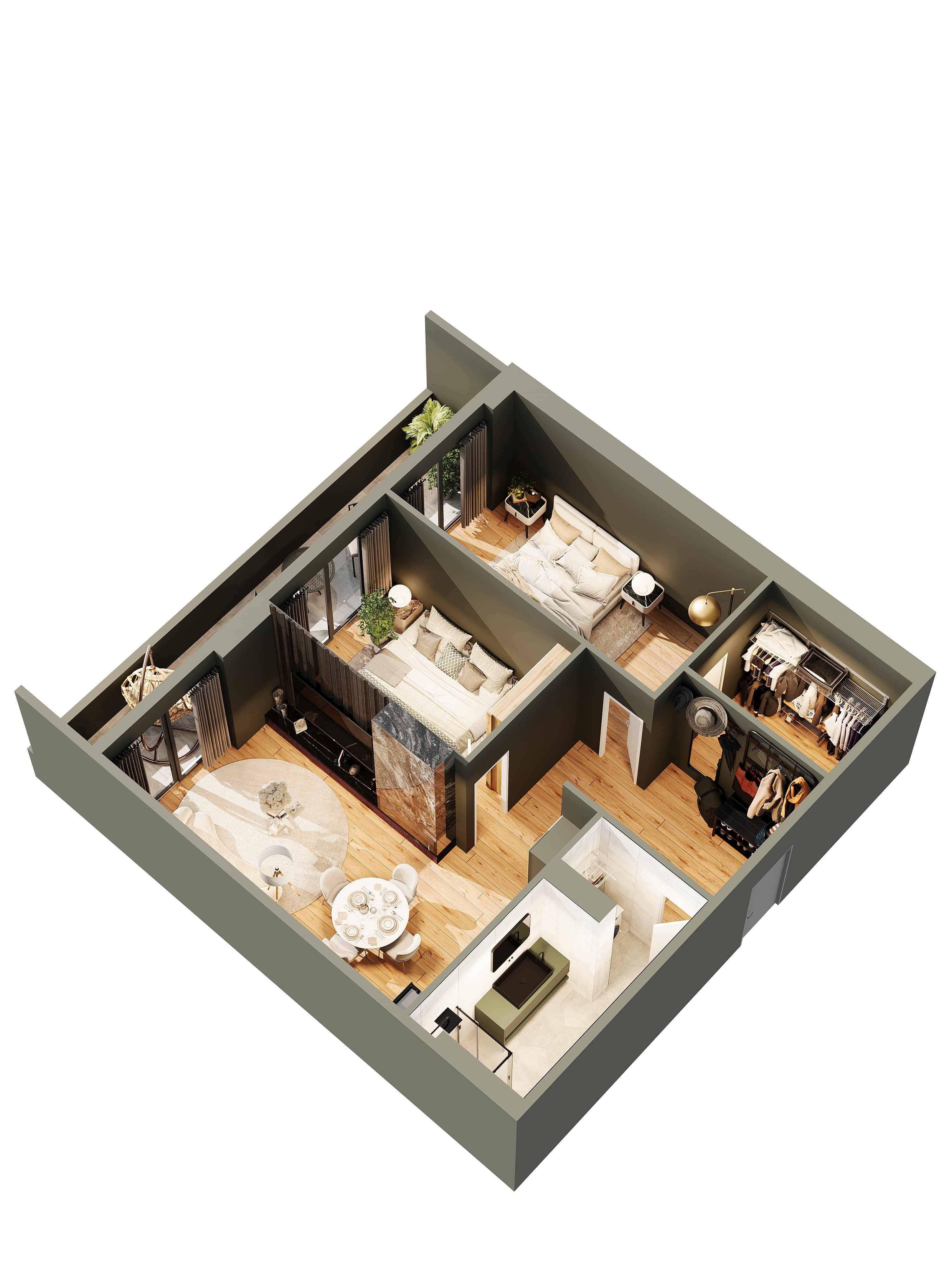 三居室, 93.2 m²