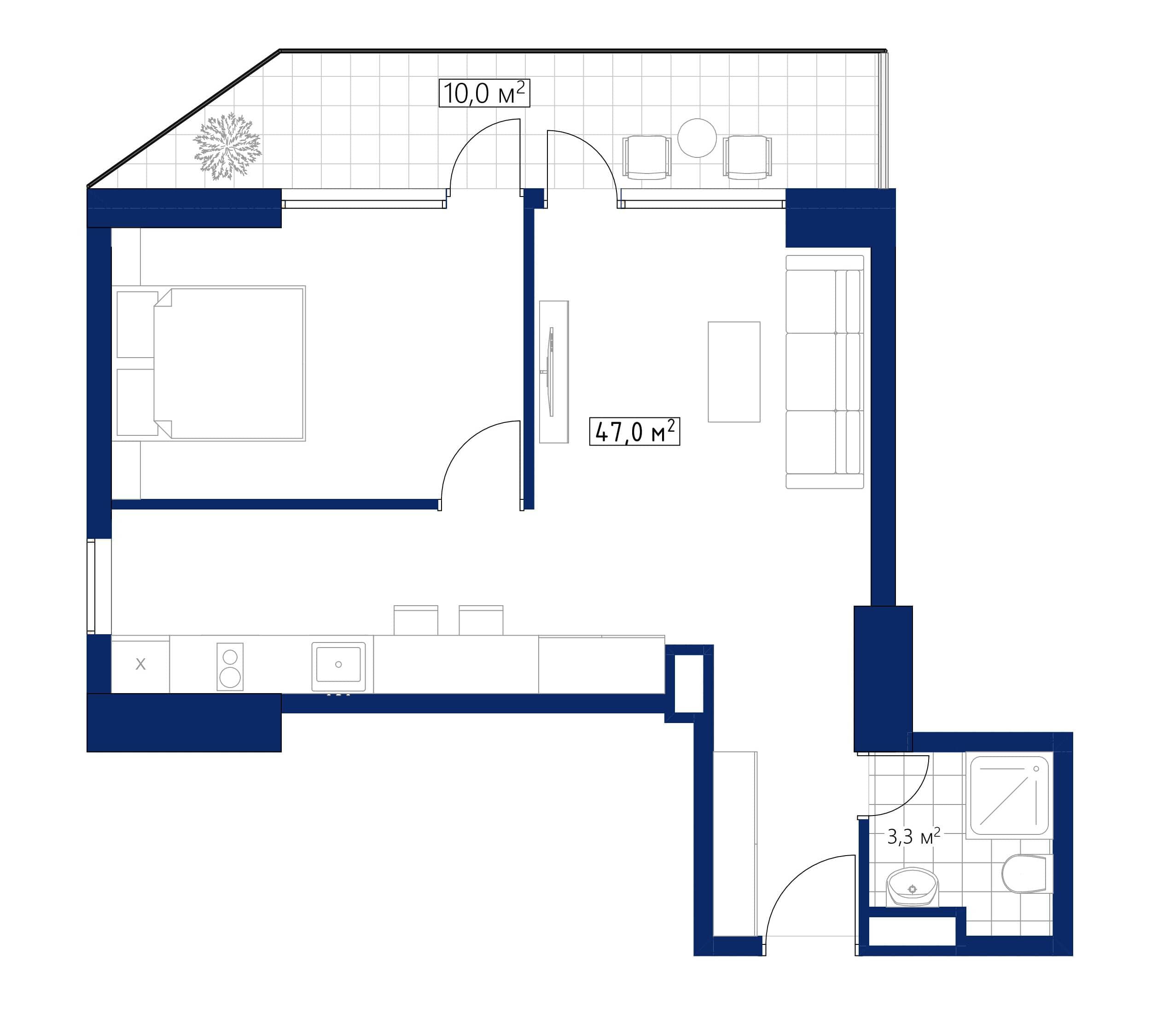 {{roomApartmentOrStudio}}, 57 m², 42 floor, Calligraphy Towers in Batumi