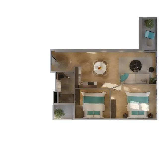2-room, 59.1 m²