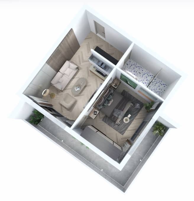 {{roomApartmentOrStudio}}, 45.84 მ², 5 სართული, Sfero Garden ბათუმში
