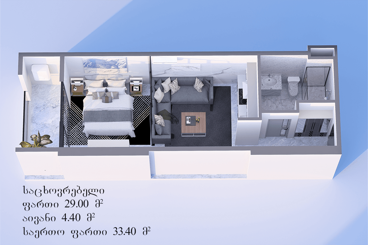 Studio, 33.4 m²