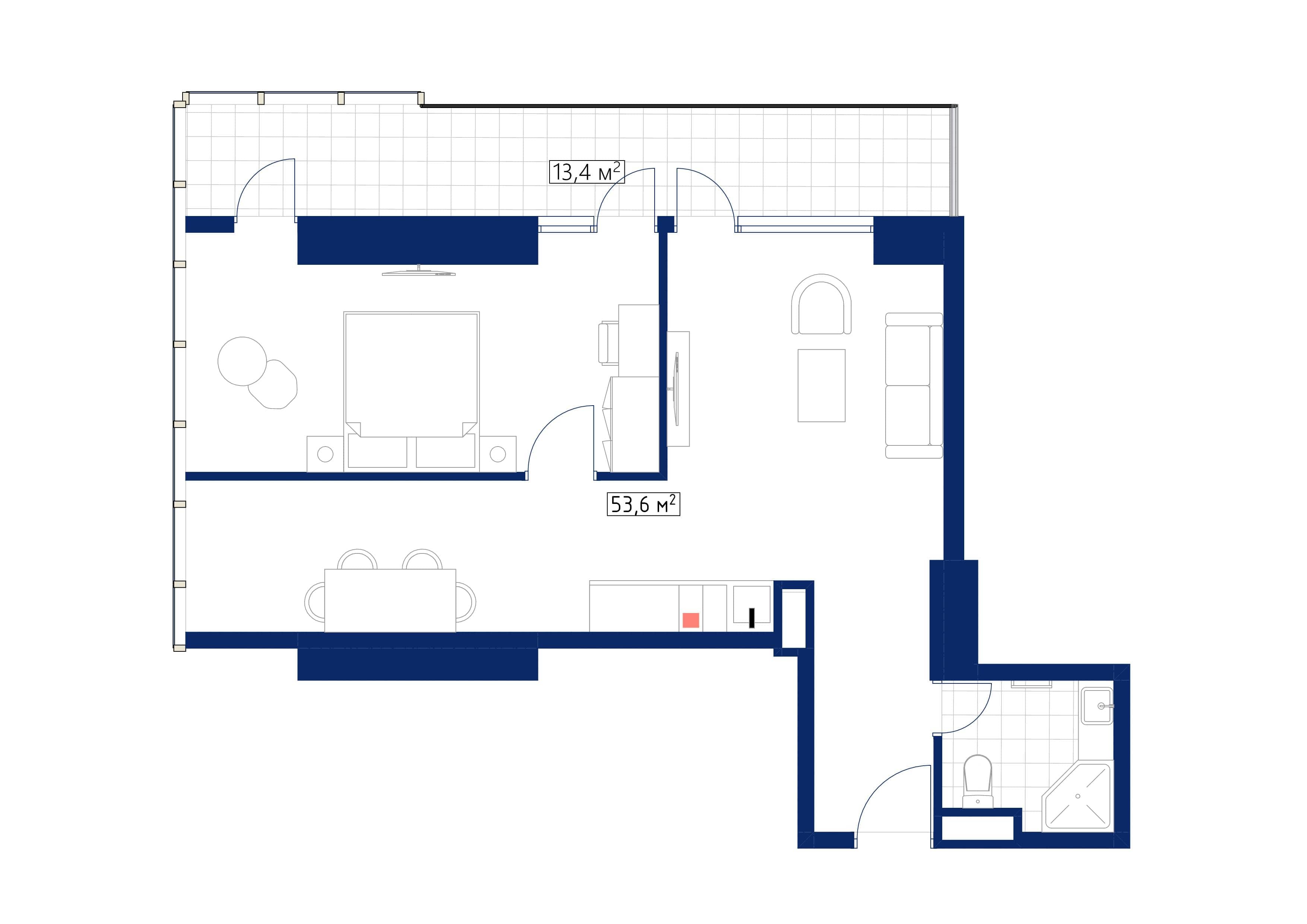 {{roomApartmentOrStudio}}, 69.4 m², 36 floor, Calligraphy Towers in Batumi