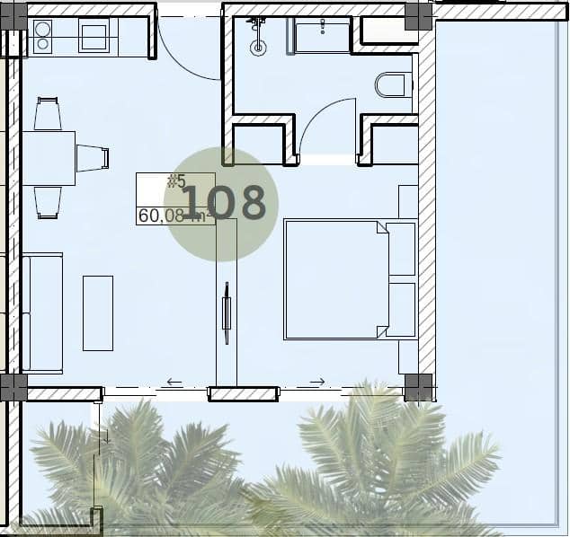 1-room, 60.1 m²