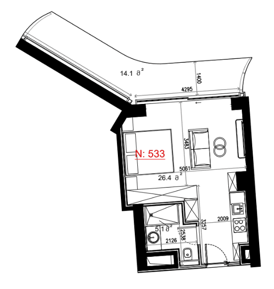 {{roomApartmentOrStudio}}, 45.59 м², 5 этаж в ЖК "Next Collection"