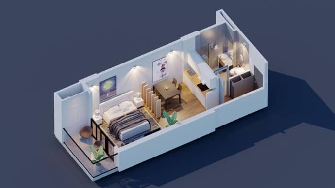 Studio, 35.4 m²