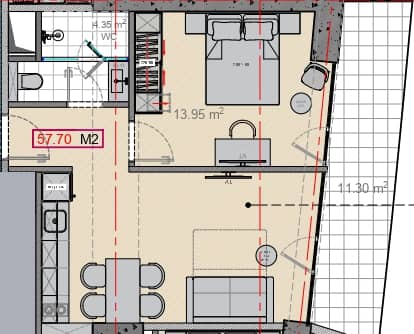 {{roomApartmentOrStudio}}, 57.7 მ², 45 სართული, Alliance Centropolis ბათუმში