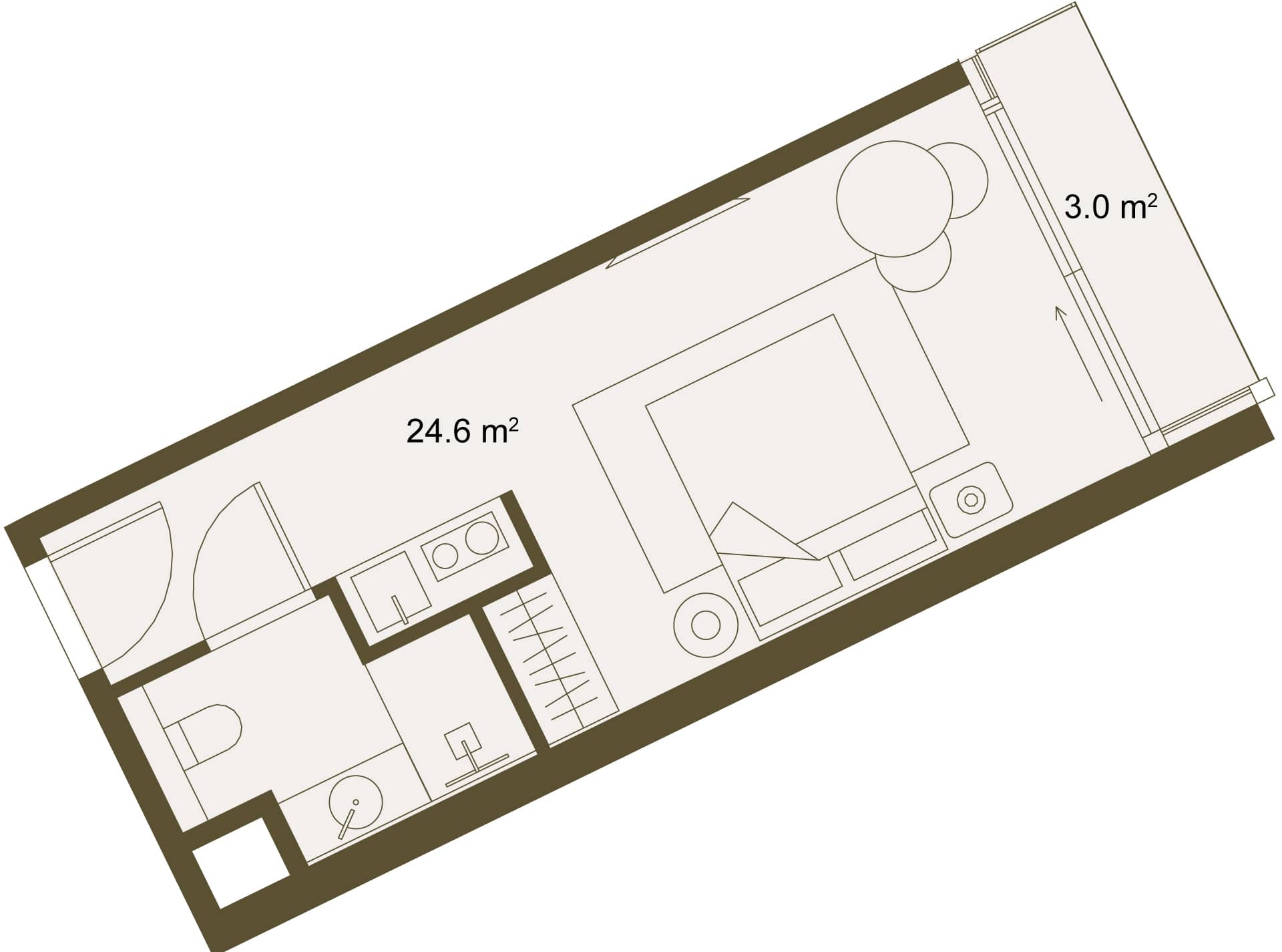 {{roomApartmentOrStudio}}, 27.6 მ², 5 სართული, NEXT GARDENS ბათუმში