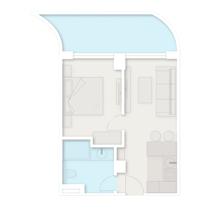 სტუდიო, 49.2 მ², სართული 2