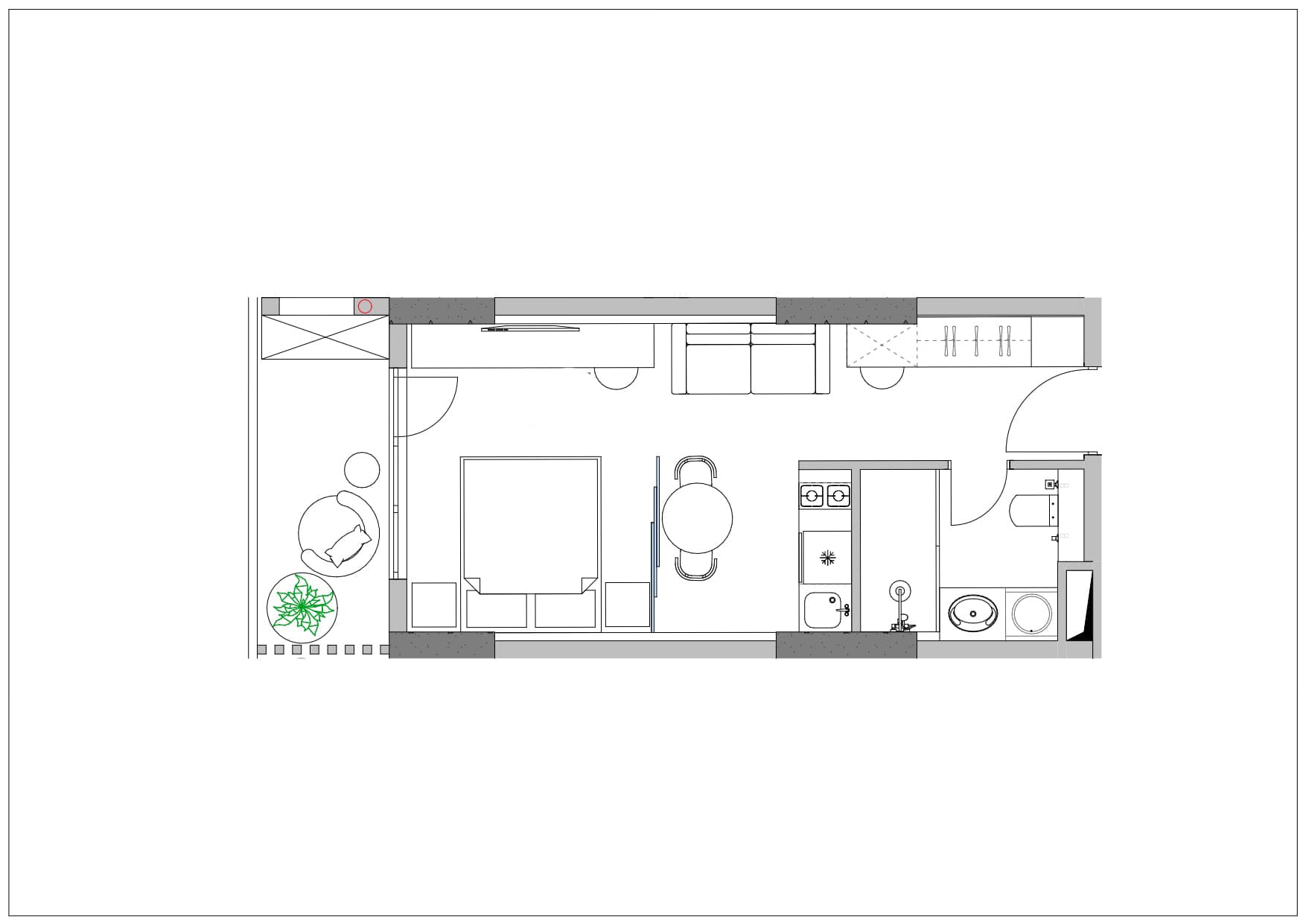 一居室, 37 m²