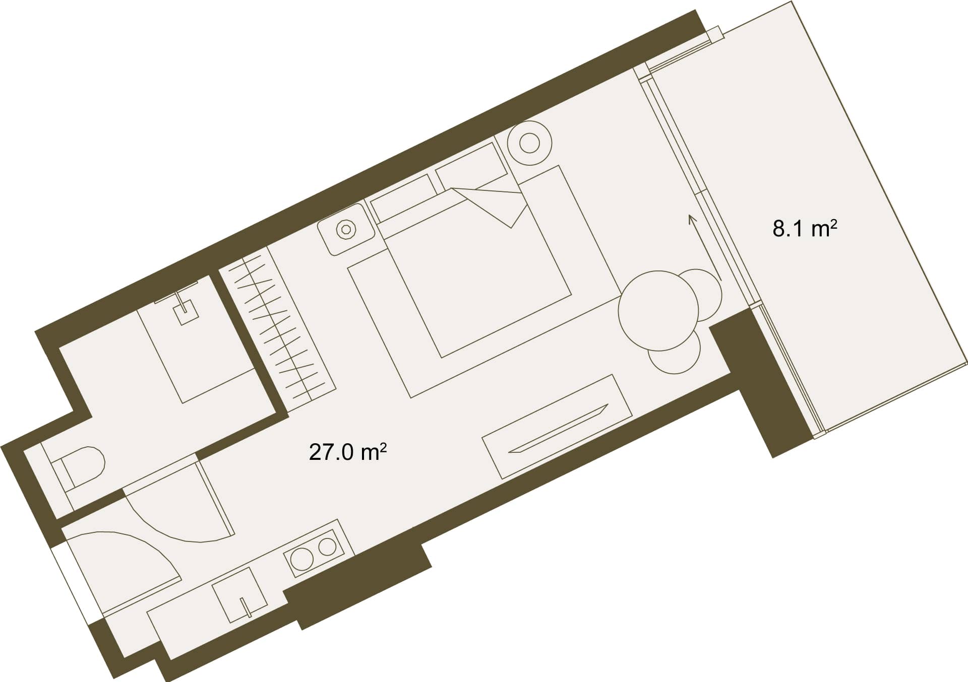 Studio, 35.7 m²