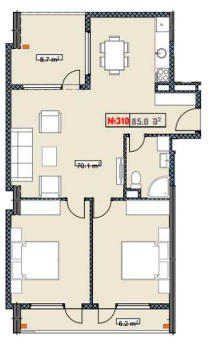 {{roomApartmentOrStudio}}, 85 м², 16 этаж в ЖК "New Boulevard Residence"
