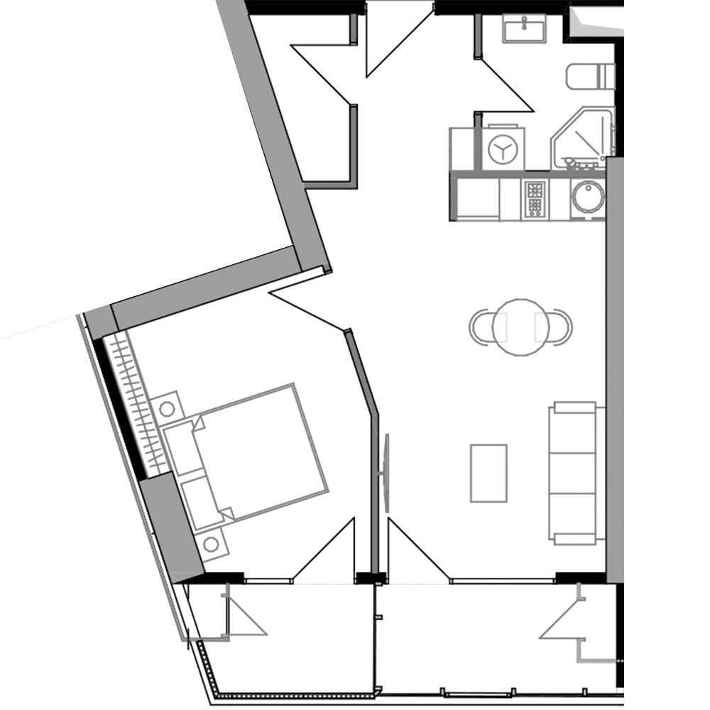 1-room, 52.6 m²