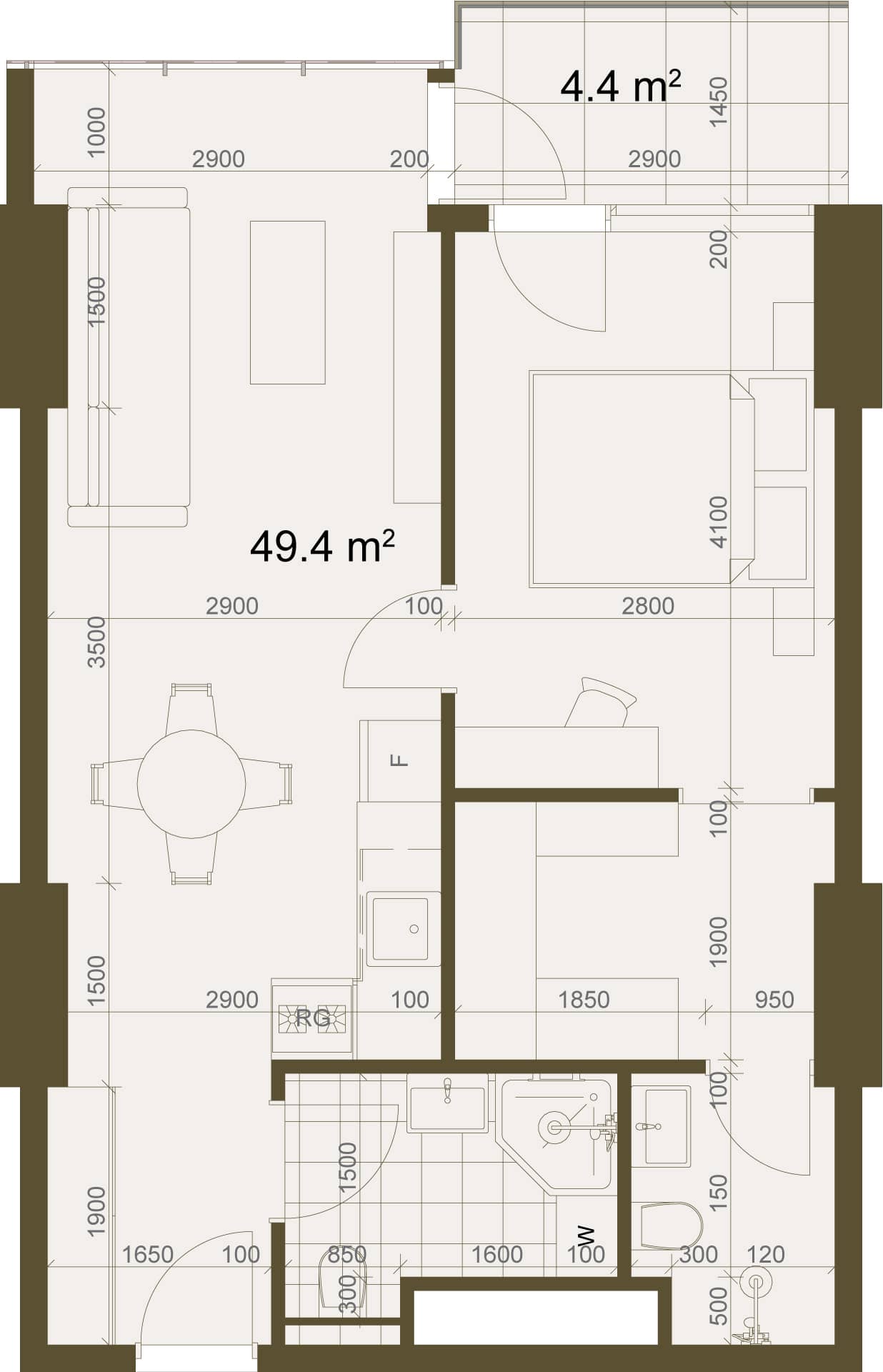 1-комнатная квартира, 53.8 м², 9 этаж в ЖК "NEXT Magnolia"