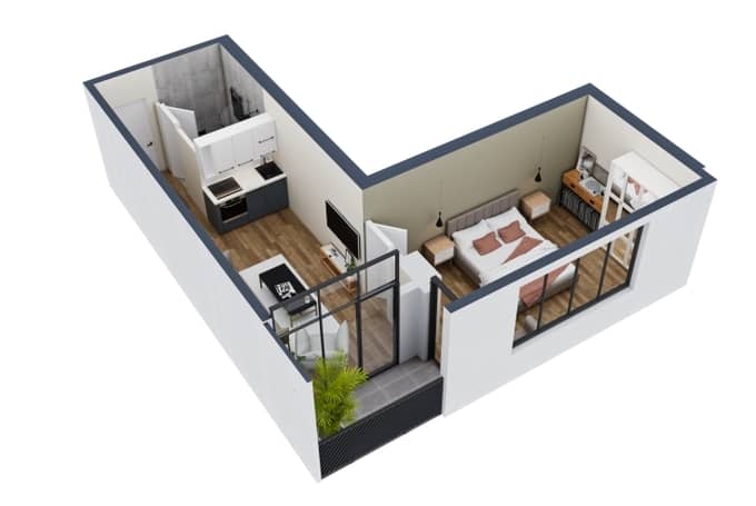 {{roomApartmentOrStudio}}, 43.8 m², 19 floor, La Batumi Familia in Batumi