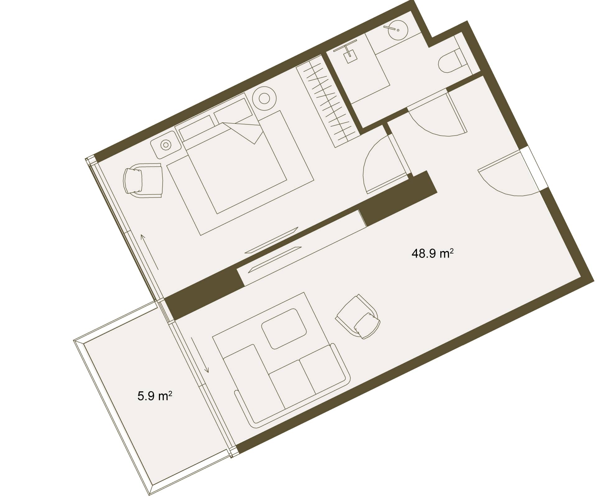 {{roomApartmentOrStudio}}, 54.7 მ², 5 სართული, NEXT GARDENS ბათუმში