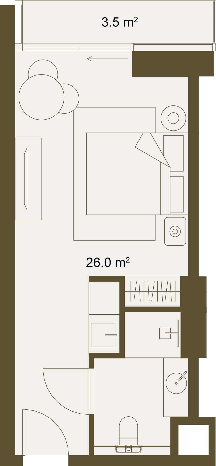 Studio, 29.5 m²