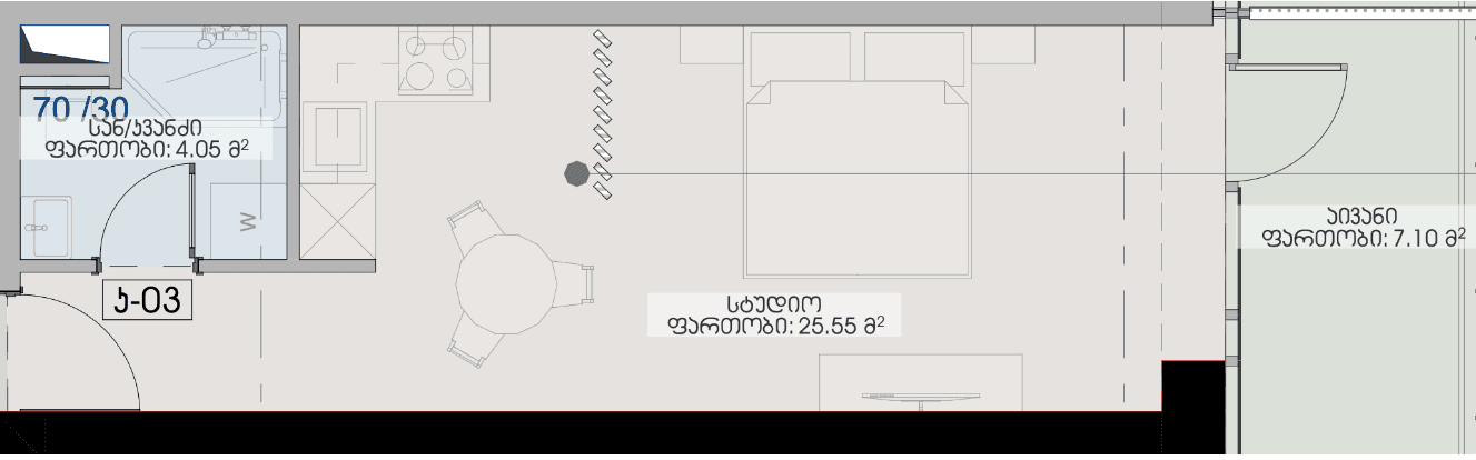Студия, 36.7 м², этаж 27