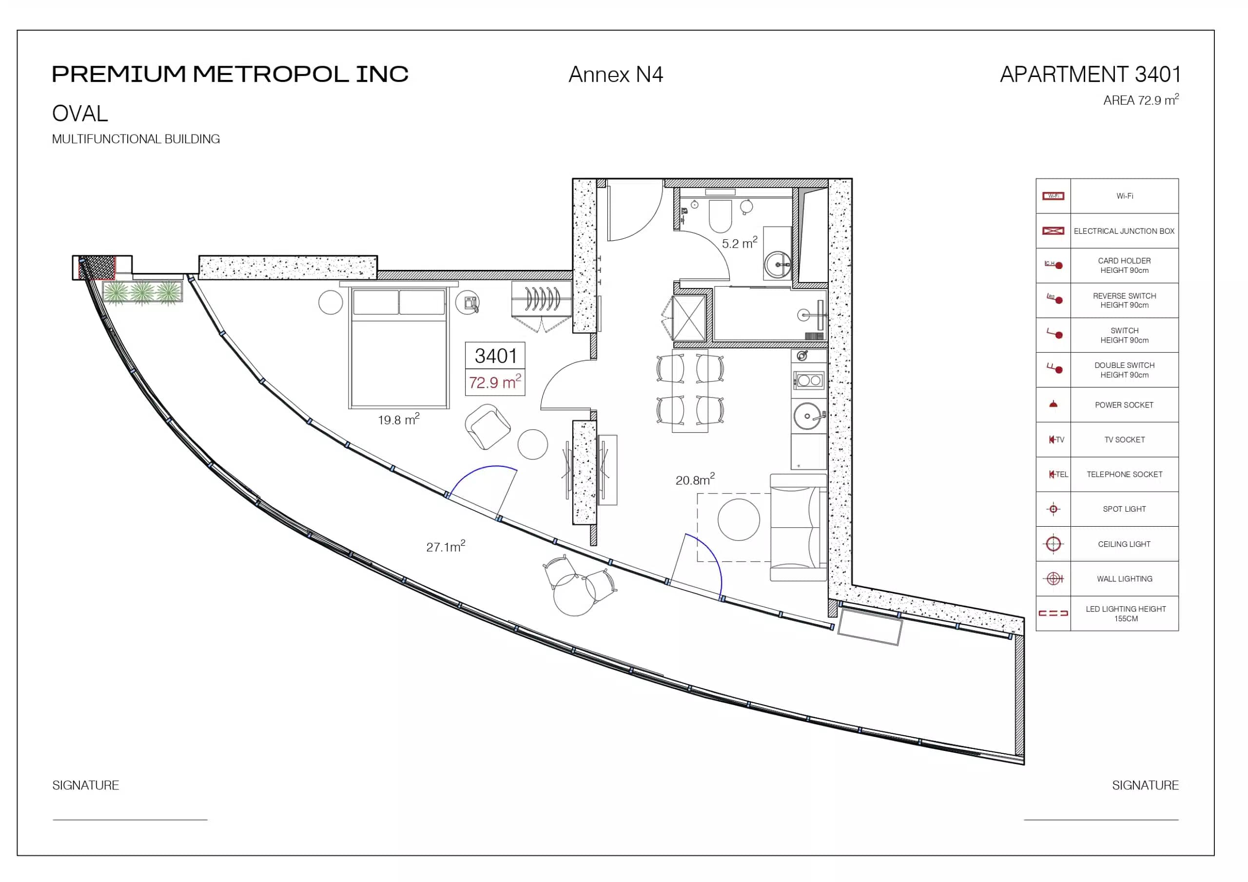 1-room, 72.9 m²