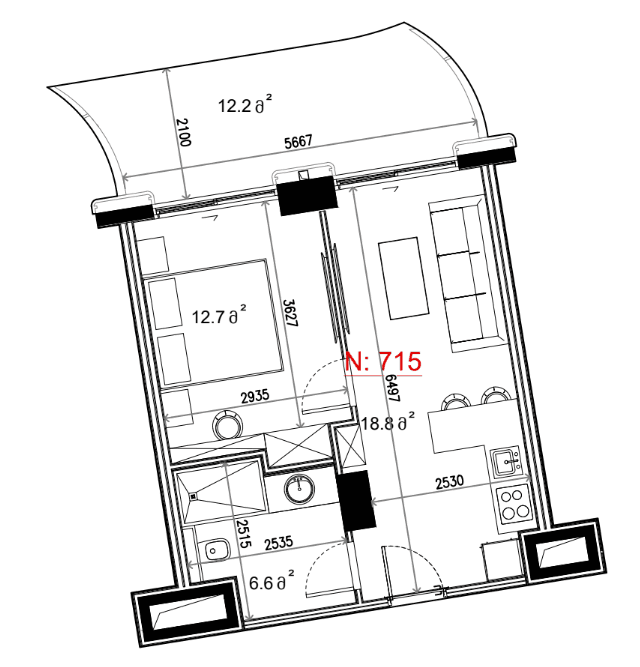 1-комн, 50.3 м²