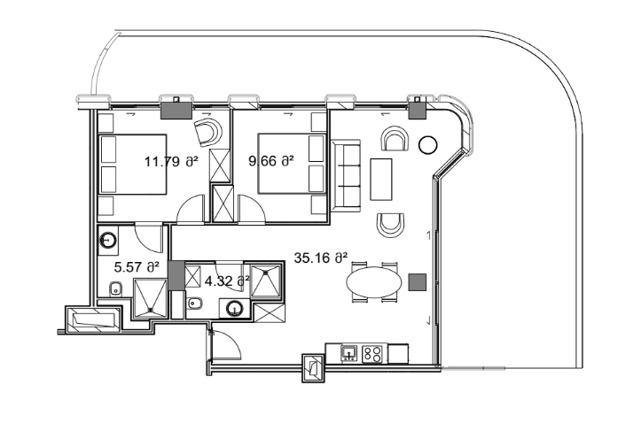 {{roomApartmentOrStudio}}, 132.9 м², 2 этаж в ЖК "Next Collection"
