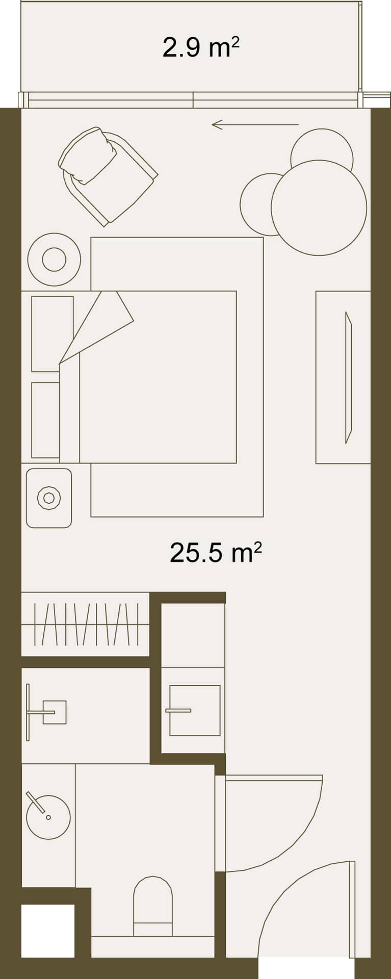 Студия, 28.4 м²