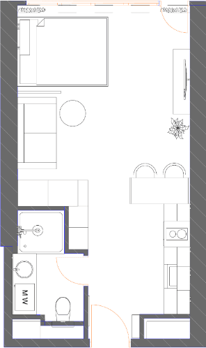 Studio, 34.9 m², Floor 38