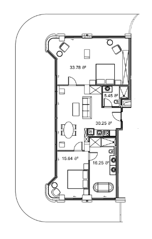 2-room, 199.6 m², Floor 13