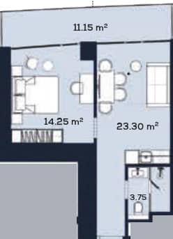 {{roomApartmentOrStudio}}, 52.45 მ², 49 სართული, Alliance Centropolis ბათუმში
