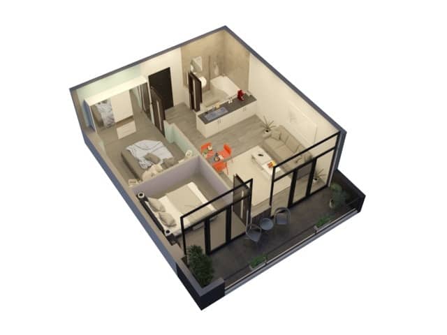 {{roomApartmentOrStudio}}, 54.9 m², 10 floor, Comfort House in Batumi