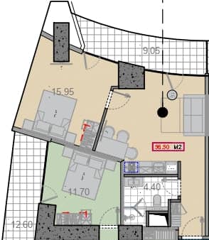 {{roomApartmentOrStudio}}, 58.2 м², 25 этаж в ЖК "Alliance Centropolis"