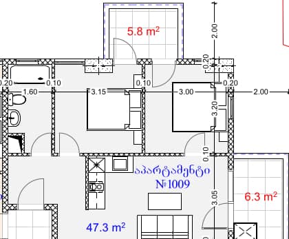 {{roomApartmentOrStudio}}, 59.4 m², 10 floor, Aquapark Residence in Batumi