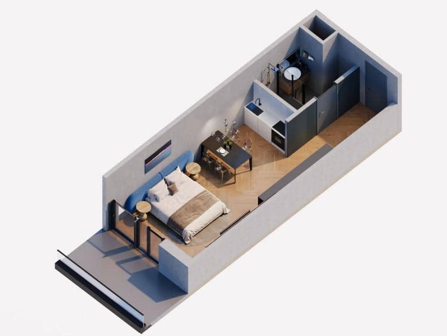 Студия, 43 м²