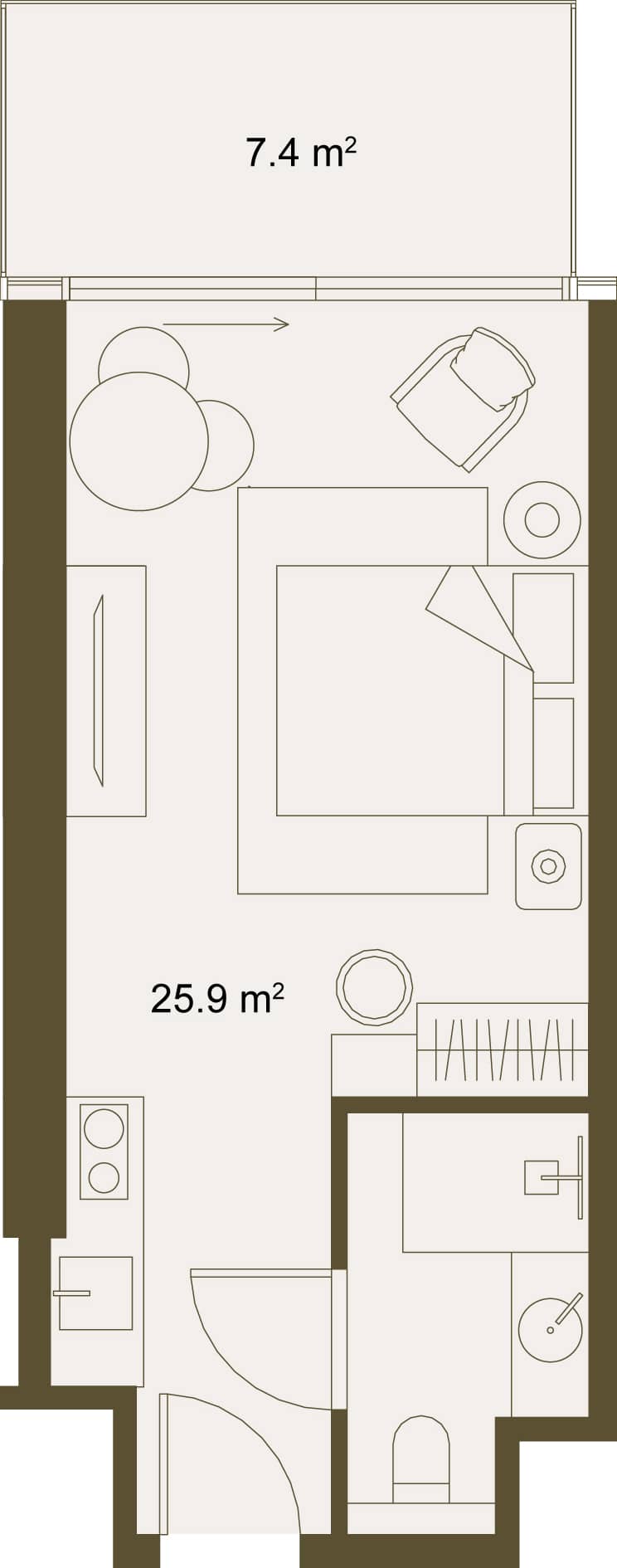 Studio, 32.6 m²