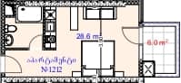 {{roomApartmentOrStudio}}, 34.6 m², 12 floor, Aquapark Residence in Batumi